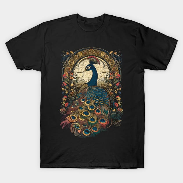 Cottagecore Aesthetic Peacock Garden Art T-Shirt by Apocatnipse Meow